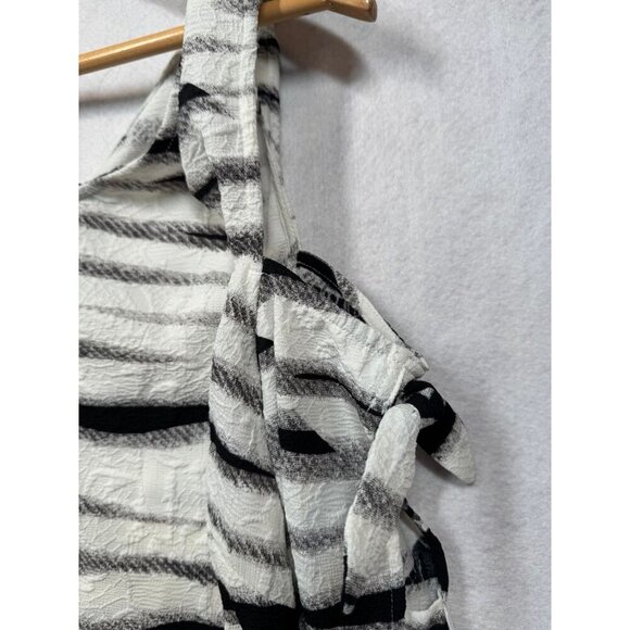 Alberto Makali Knot Sleeve One Shoulder Blouse Zebra Stripe Top Women's Large L - Picture 5 of 10